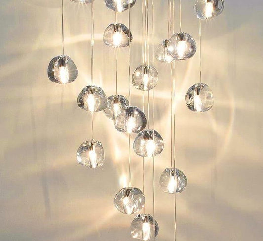 Glass LED Pendant Stair Lights Living Room Cafe Bedroom Lighting Lampara Colgante Cocina Fixtures Nordic Loft Hanging Lamp