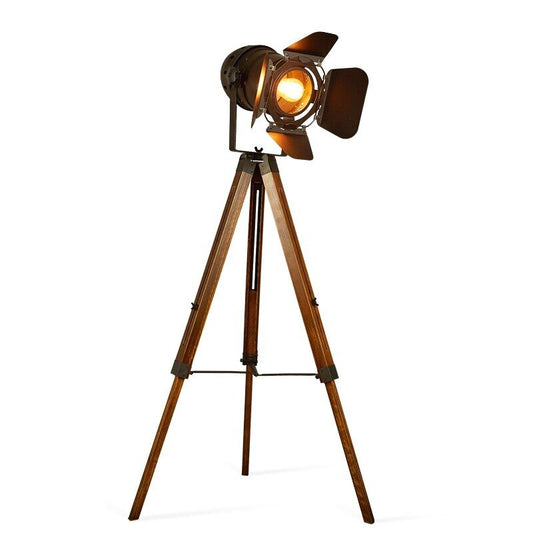 Artpad American Loft Rustic Vintage Floor Lamps for Living Room Office Study Lighting Black Red LED Wood Industrial Floor Lamp