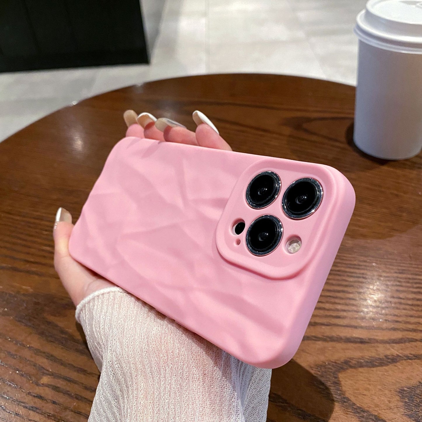 For iPhone 17 16 15 14 13 12 11 Pro Max Plus Mini XS Max X XR Ice Cream Frosted Wrinkled Soft Phone Case Protective Soft Back Cover