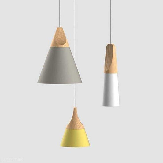 Modern Novelty Pendant Lights Colorful Restaurant Bar Lamps Simple Nordic Style Wood Iron Paint Process e27