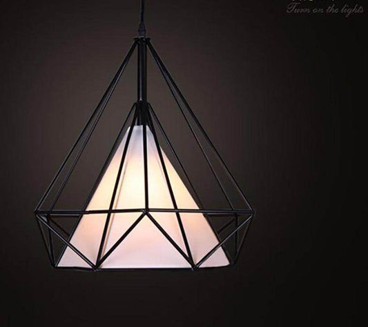Modern Art Deco Black/White Birdcage Pendant Lights Iron Minimalist Retro Light Loft Pyramid Lamp Led Bedroom Kitchen Bar Cafe