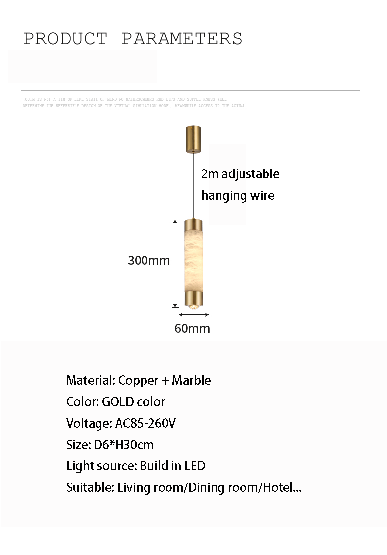 Copper Spanish Marble Small LED Chandelier High-end Modern Simple Bedroom Pendant Light Bar Counter Hanging Lamp