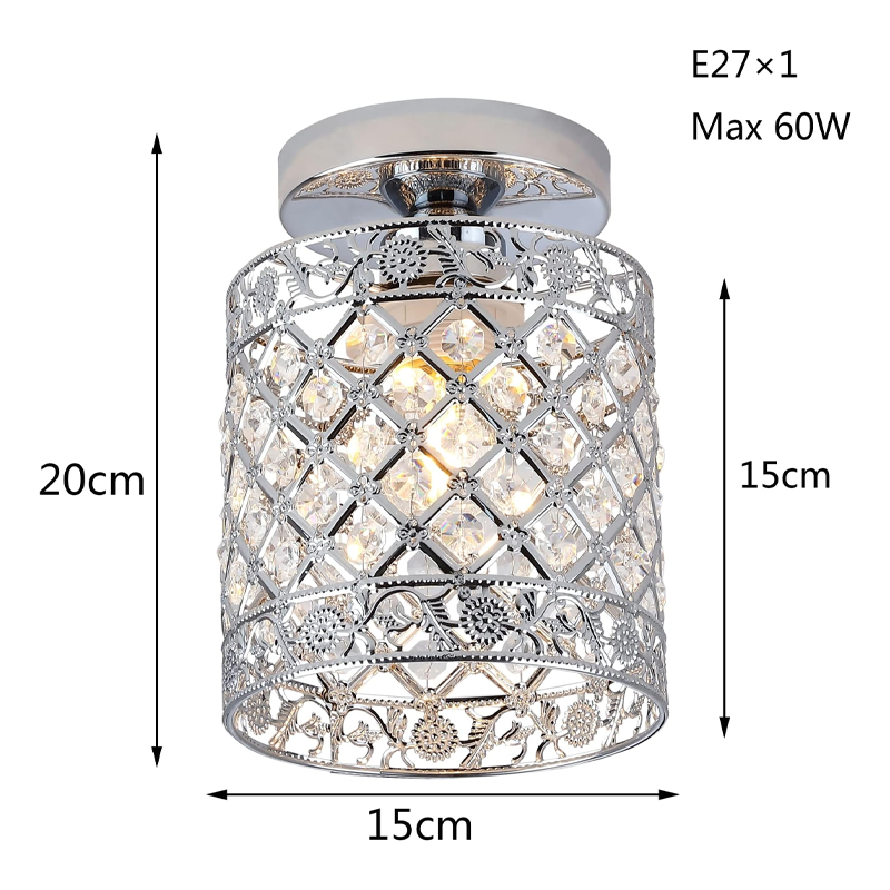 Modern Crystal Ceiling Lamp Silvery Ceiling Light E27 Max 60W Corridor Eliving Room Entry Door Bedroom Lamps Decorative Lights