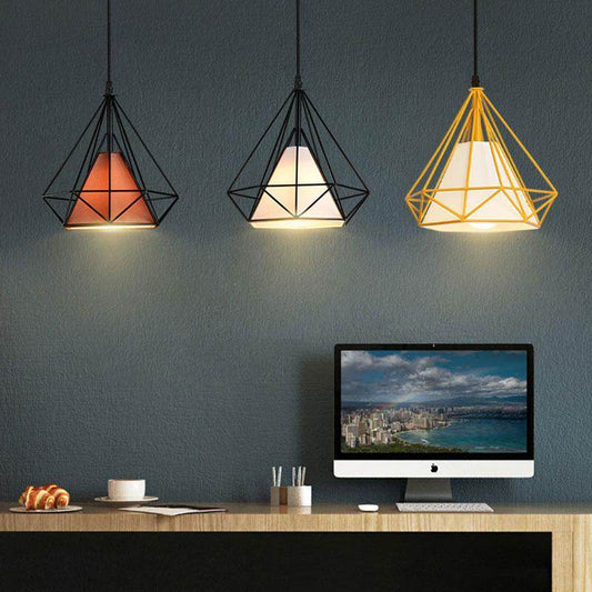 Modern Black Birdcage Pendant Light Iron Minimalist Retro Scandinavian Loft Pyramid Pendant Lamp Metal Cage With E27 ZDD0001