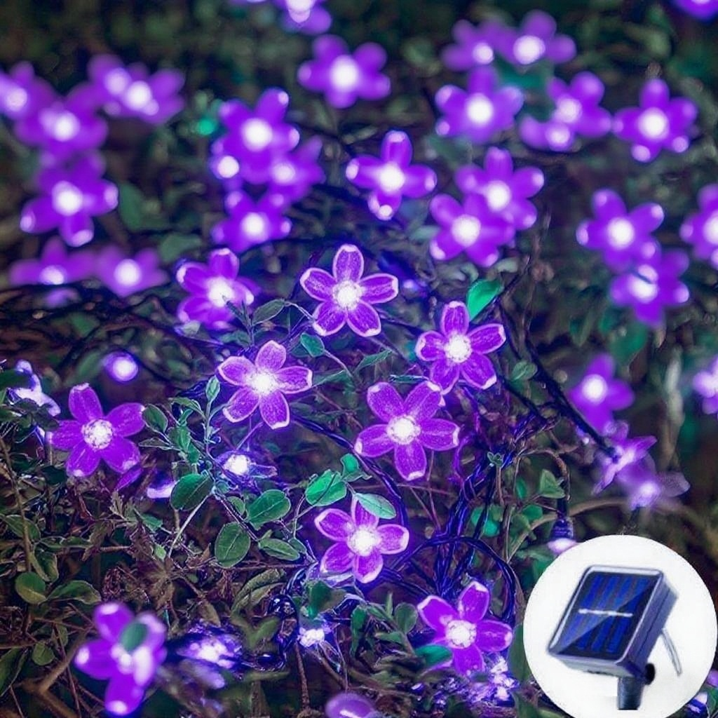 Solar Cherry Garden Blossom Flower Lights Garlands String Lights Solar Outdoor Waterproof Lawn