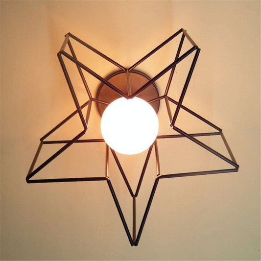 Retro Indoor Lighting Vintage Ceiling Light LED Lights Iron Cage Star Modern Potch Living Room Bedroom Shop Lighting Fixture
