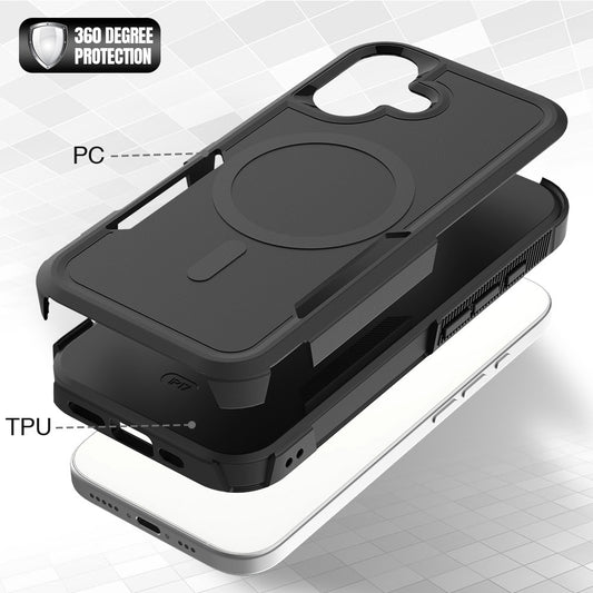 Premium 2IN1 Heavy Armor Magnetic Charging Case for IPhone 17 Air 16 15 Pro Max Shockproof PC Matte Protect Cover