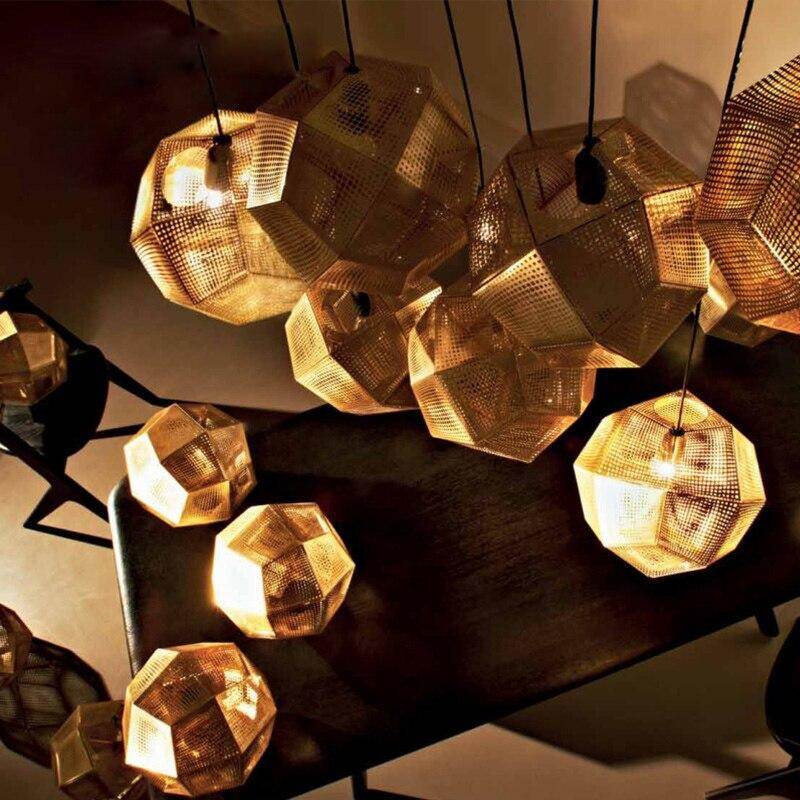 Modern Industrial Pendant Lights Hotel/Restaurant/Bar Pendant Lamps Gold/Silver Stainless Steel Art Geometry Net Lighting