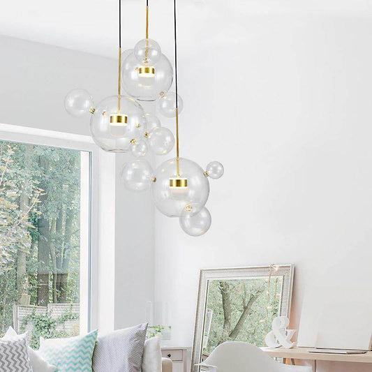 Modern Creative Clear Glass Bubble Ball LED Pendant Llights Kitchen Bedroom Store Cafe Interior Lighting Decorative Hanging Lamp