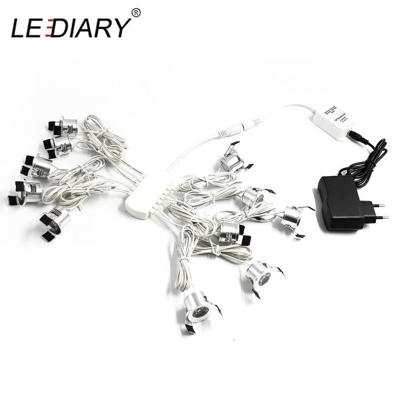 Mini LED Spot Downlights Dimmable Lamp Set Remote Controller Ceiling Recessed 1.5W 27mm Hole Silvery Cabinet Lights
