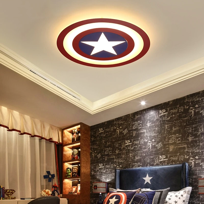 Kids LED Ceiling Lights Captain America With Remote Control For Bedoom Study Room Acrylic Lamp Lamparas De Techo Abajur