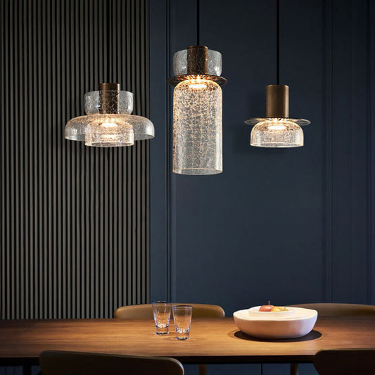 Creative Cracked Glass LED Pendant Light Gold Metal Clear Amber For Dining Room Bedroom Crod Adjustable