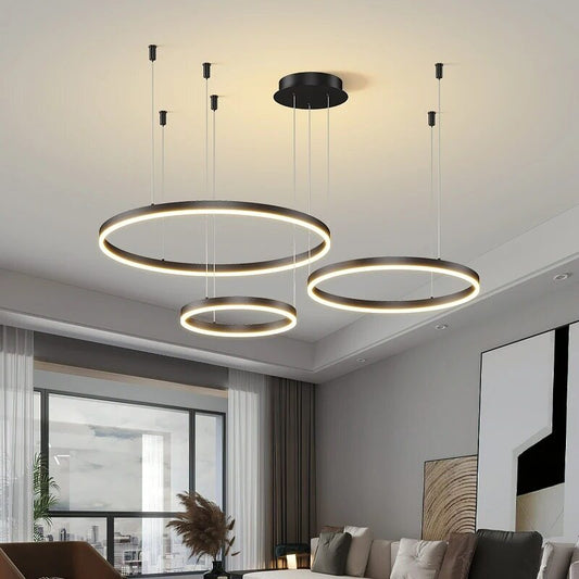 Nordic LED Pendant Lights Art Free combination Rings Cord Pendant Lamp For Living Room Kitchen Cafe Bedroom Hanging Lights