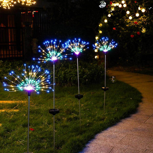 1pcs Outdoor LED Solar Fireworks Lights 90/150 LEDs Waterproof Flash String Light For Garden Patio Christmas Holiday Decoration
