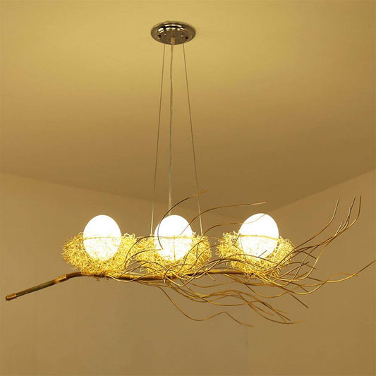 Led Bird Nest Modern Gold Ceiling Chandelier Vintage Oriental Industrial Nordic Lustre Lamp For Living Room Pendant Birds Lights