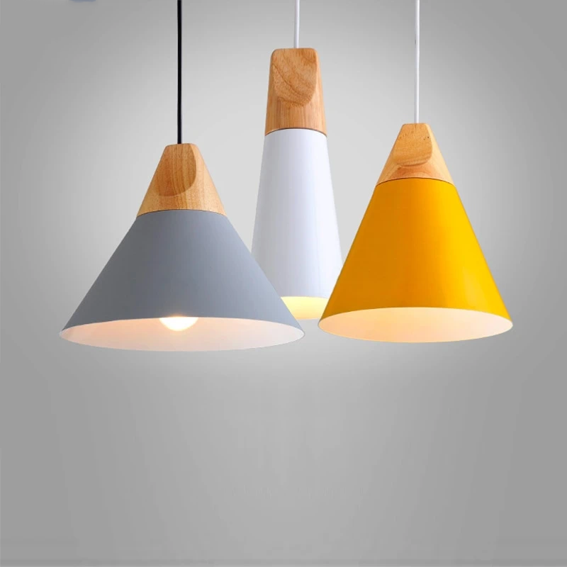 Nordic Modern Macaron Combination Wooden Pendant Lamp Loft Restaurant Cafe Decoration Pendant Light Bedroom Bedside Hanging Lamp