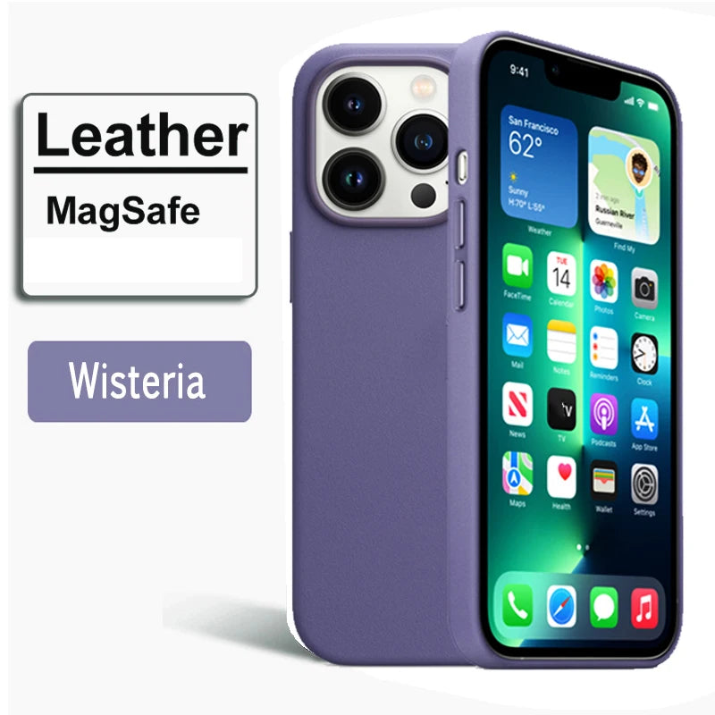 Official MagSafe Leather Case for Apple iPhone 17 Pro Max 16 13 12 14 15 Plus Original Strong MacSafe Magnetic Cover Accessories