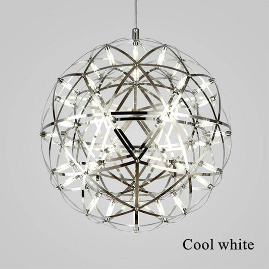 Firework Ball Pendant Lighting Fixtures Chrome/Gold Stainless Steel Lustre Led Nordic Lamp Lobby Hotel Living Room Cafe Hanglamp