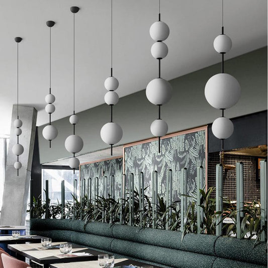 Nordic Simple Modern Restaurant Lamps Personalized Creative Glass LED Large and Small Ball Chandelier