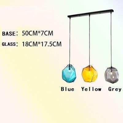 Modern Scandinavian Ice Crystal Glass Pendant Lights Creative Restaurant Hanging Lights Colored Stone Single Head Luminarias