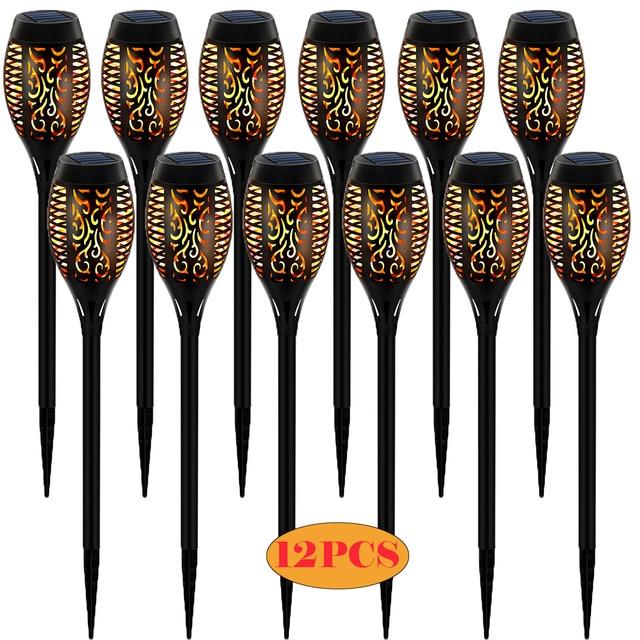 LED Solar Flame Torch Lamp Outdoor Lights Solar Garden Light Flickering Lamp Courtyard Balcony Lawn Path Spotlight ping