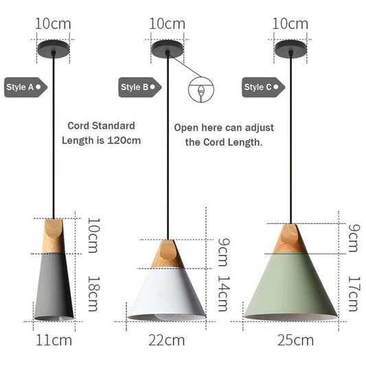 LED Pendant Lights Aluminum Wood Pendant Lamps E27 Modern Hang Lamp Kitchen Restaurant Bar bedroom living room light fixtures