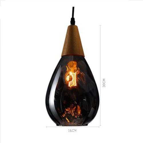 Living Room Bar Solid Wood Lighting Simple Creative Personality Single Glass Chandelier