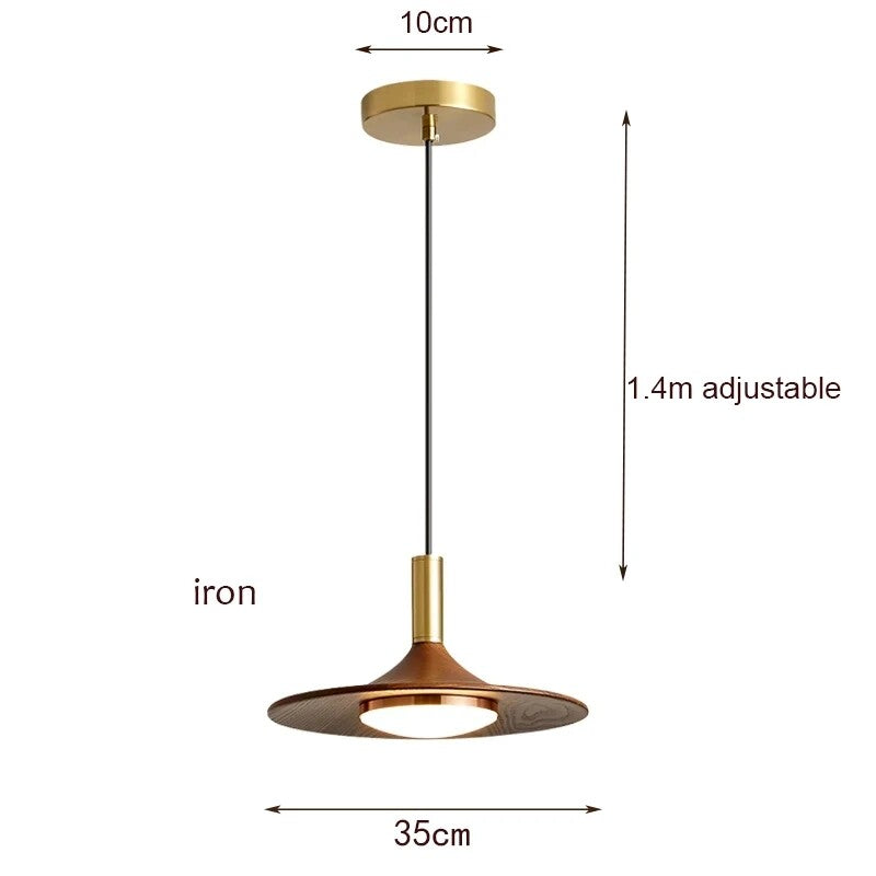 Simple Nordic Retro American Walnut Color Lighting Chandelier Warm Fashion Classical Style Bar Llighting