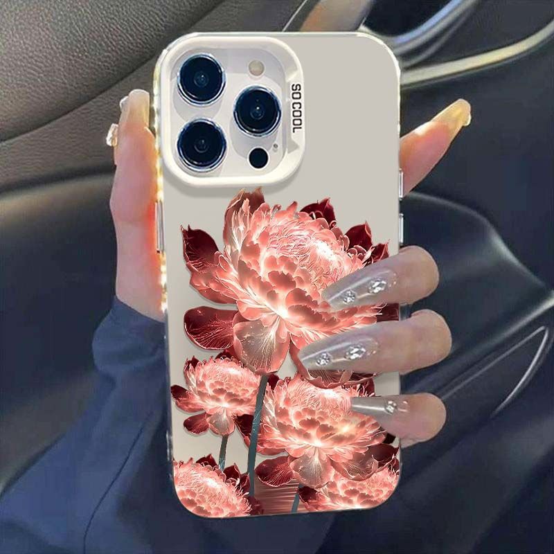 Rose Gold Lotus Flower Suitable for Apple 16 Pro Max Phone Case IPhone 15 Pro Trend 14/13/xs12/11 XSMAX