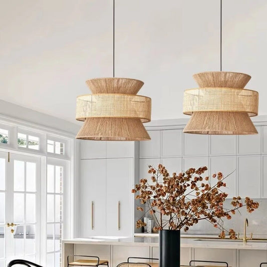 Vintage Wabi Sabi Handmade Hemp Rope Chandelier B&B Restaurant Bar Cafe Dining Room Pendant Lights Hanging Lamp Fixture