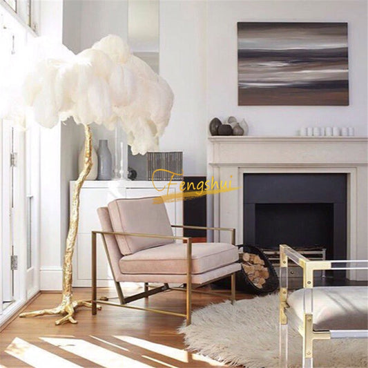 Modern Ostrich Feather Living Room LED Floor Lamps Living Room Bedroom Modern Interior Lighting Decor Floor Light Standing Lamp