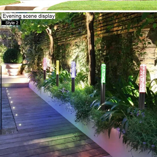 Solar Power Tube Lights Lamps Acrylic Bubble Pathway Lawn Landscape Decoration Garden Stick Stake Light Lamp Set