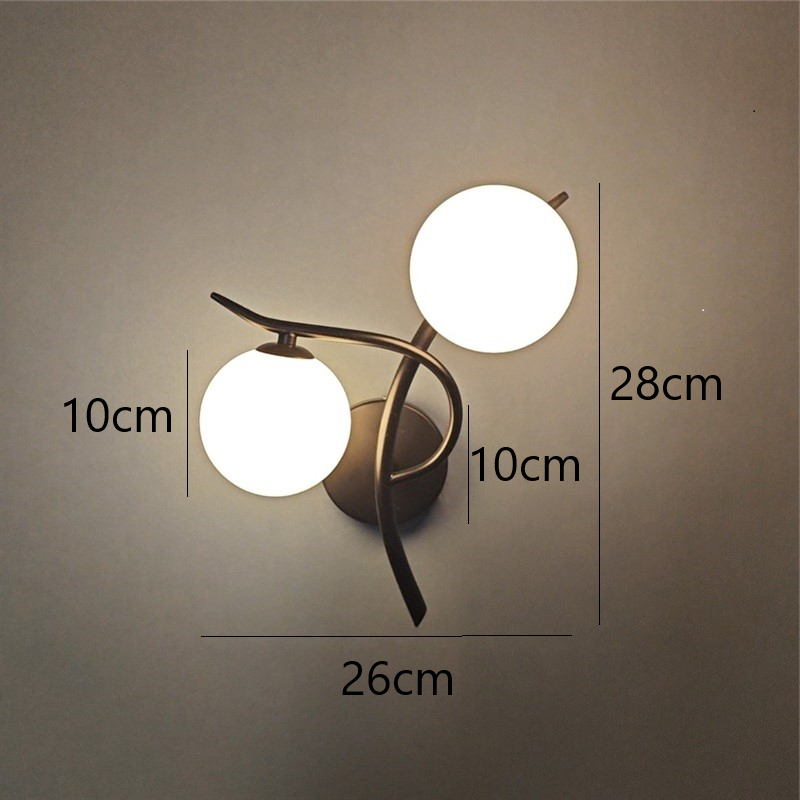 Nordic Modern Iron Wall Lamps LED Bedroom Bed Lamp Learning Corridor Room Indoor Wall Lights Glass Ball Decor Light Fixtures E27