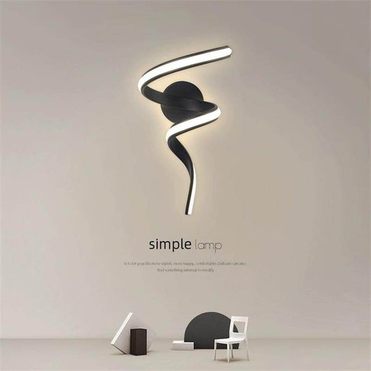 Modern LED Wall Lamp Minimalist Spiral Wall Light Curve Fixture Surface Mount Art Led Wall Sconce