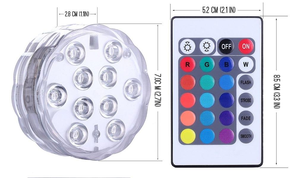 Underwater Light RGB Waterproof LED Super Bright Swimming Pool Pond Aquarium LED Lamp Battery Powered With IR Remote