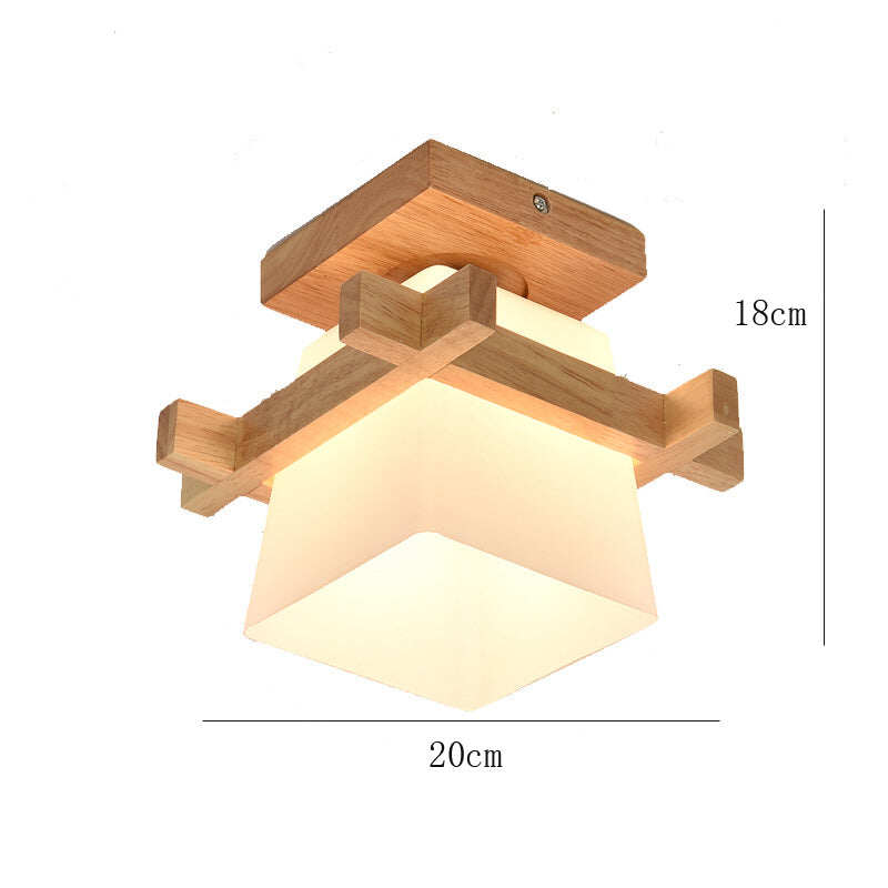 Solid Wood Aisle Lamp Simple Wood Art Restaurant Corridor Porch Wooden Ceiling Lamp