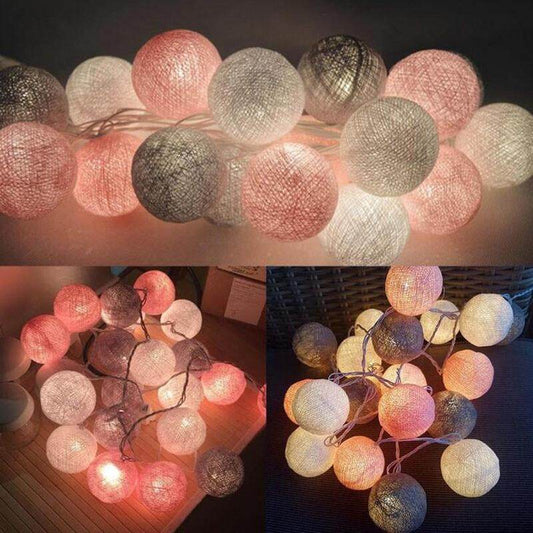 3M LED Cotton Ball Garland Lights String Christmas Xmas Outdoor Holiday Wedding Party Baby Bed Fairy Lights Decoration