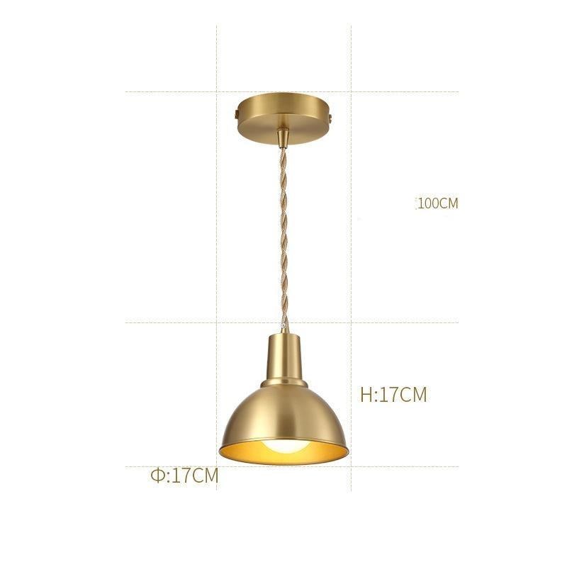 Golden Copper Chandelier At The Bedside of The Bedroom, Pure Copper Post-modern Personality Lamp At The Bar Cafe of Creative Restaurant
