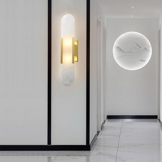 Nordic Modern Simple Copper Marble Wall Lamp Stair Study Bedroom Copper Wall Lamp