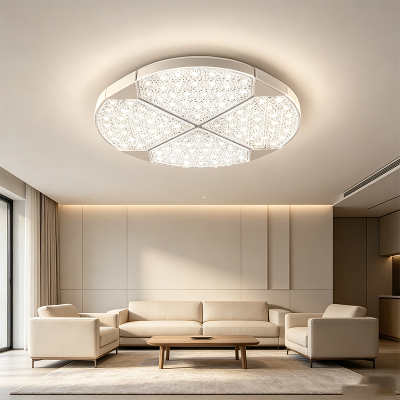 Convertible Square & Round Crystal LED Ceiling Light Dimmable Flush Mount Lamp Modern Home Lighting Fixture