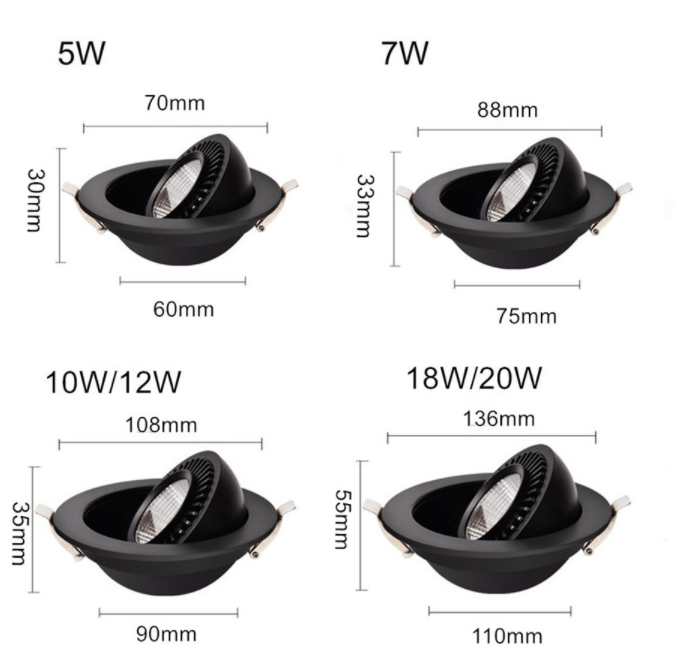 Dimmable Led Down light lamp COB Ceiling Light 5w 7w 10w 12w recessed ceiling Spot Lights for kitchen bedroom home Decor