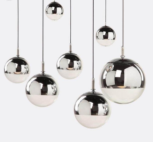Modern Pendant Lights Silver Mirror Ball Hanglamp Globe Glass Led Lamp Kitchen Living Room Bedroom Home Suspension Luminaire