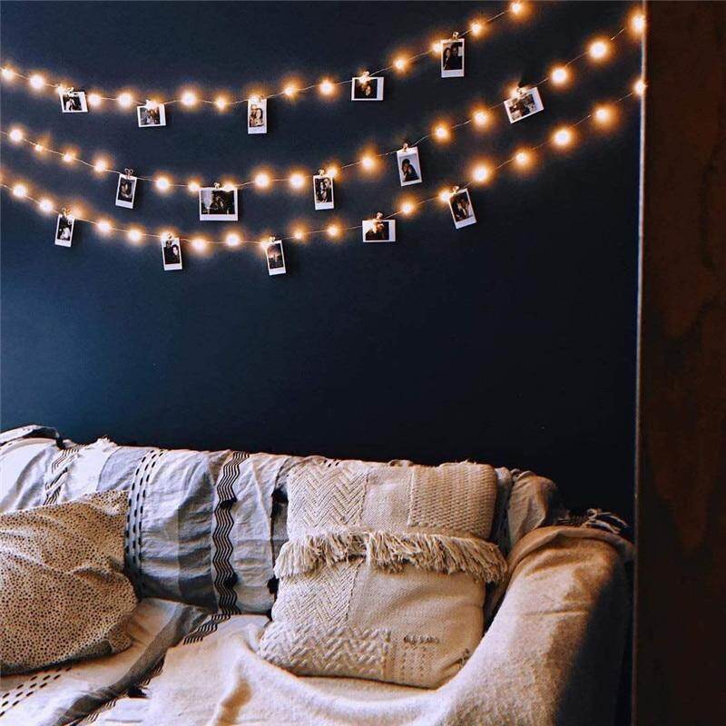 LED String Lights 2M/5M/10M Photo Clip Fairy Lights Outdoor Battery Operated Garland Christmas Decoration Party Wedding Xmas