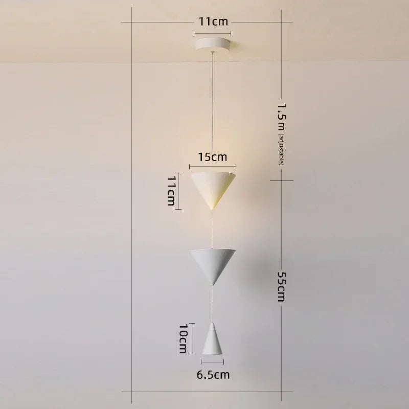 Nordic Restaurant Home LED Pendant Light Modern Black White Counter Conical Lamp