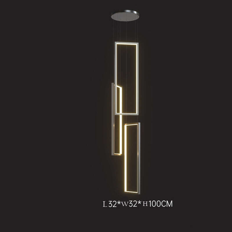 Stair Chandelier Simple Villa Duplex Hollow Loft Revolving Staircase Minimalist Ultra-long Box Lamp