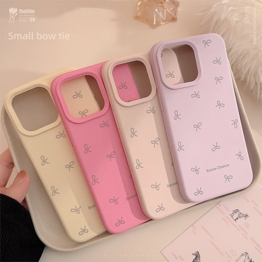 Full Screen Bowknot Candy Color Soft Silicone Phone Case For iPhone 16 15 14 13 12 Pro Max Shockproof Protective Cover