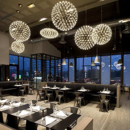 Modern Loft Spark Ball LED Pendant Light Firework Stainless Steel Pendant Lamps