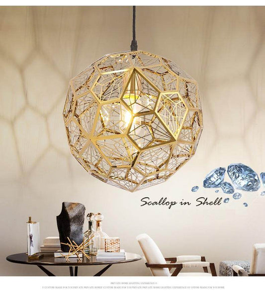 Modern Pendant Light Diamond Frame Shape Nordic Web Ball Hanging Lamp For Kitchen Living Room Shop Restaurant Bar Decor