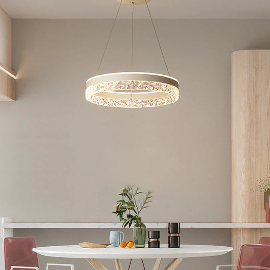 Modern Round Ring Led Chandelier Remote Control Pendant Lamp For Living Room Dining Room Kitchen Bedroom Design Hanging Light