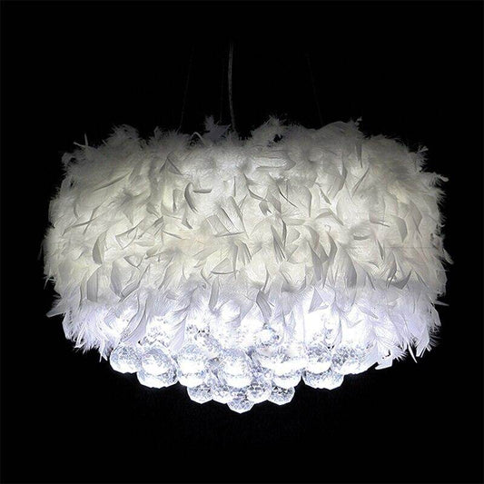 Modern dreamy feather crystal hanging lamp E27 LED lustre pendant lamp fixture bedroom living room hallway kitchen cafe